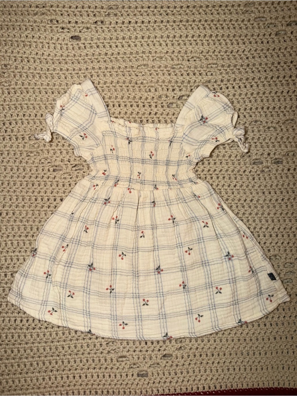 Modern Moments by Gerber Cherry Plaid Gauze Smocked Dress - 18M